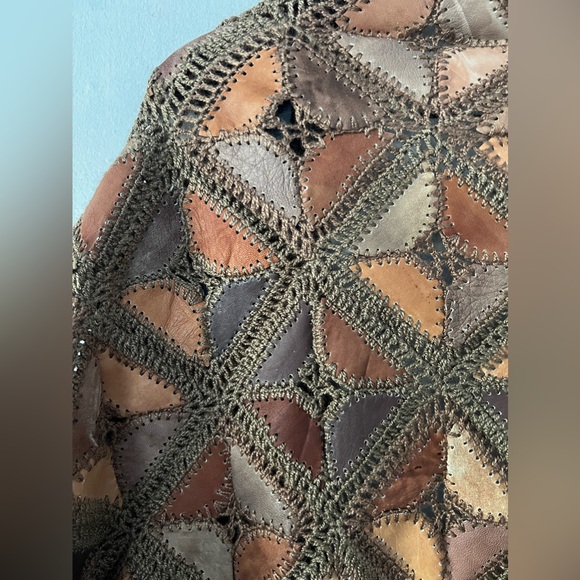 Genuine Leather Vintage Patchwork Shawl - Picture 11 of 16